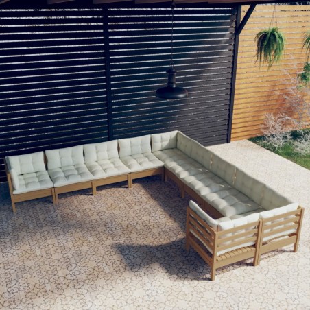 vidaXL 10-tlg. Garten-Lounge-Set mit Kissen Honigbraun Kiefernholz