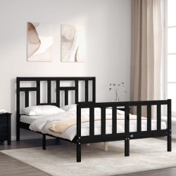 vidaXL Massivholzbett mit Kopfteil Schwarz 120x200 cm