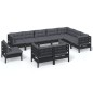 vidaXL 10-tlg. Garten-Lounge-Set mit Kissen Schwarz Massivholz Kiefer vidaXL 10-tlg. Garten-Lounge-Set mit Kissen Schwarz Massivholz Kiefer