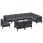 vidaXL 10-tlg. Garten-Lounge-Set mit Kissen Schwarz Massivholz Kiefer vidaXL 10-tlg. Garten-Lounge-Set mit Kissen Schwarz Massivholz Kiefer