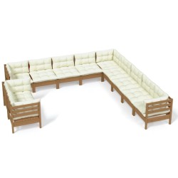 vidaXL 11-tlg. Garten-Lounge-Set mit Kissen Honigbraun Kiefernholz