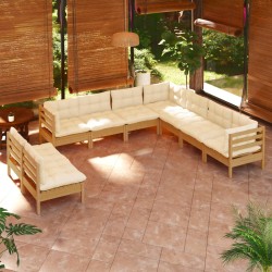 vidaXL 9-tlg. Garten-Lounge-Set mit Kissen Honigbraun Kiefernholz