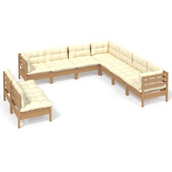vidaXL 9-tlg. Garten-Lounge-Set mit Kissen Honigbraun Kiefernholz