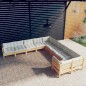 vidaXL 10-tlg. Garten-Lounge-Set mit Creme Kissen Kiefernholz vidaXL 10-tlg. Garten-Lounge-Set mit Creme Kissen Kiefernholz