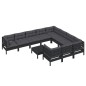 vidaXL 11-tlg. Garten-Lounge-Set mit Kissen Schwarz Kiefernholz vidaXL 11-tlg. Garten-Lounge-Set mit Kissen Schwarz Kiefernholz