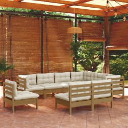 vidaXL 9-tlg. Garten-Lounge-Set mit Kissen Honigbraun Kiefernholz