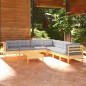 vidaXL 8-tlg. Garten-Lounge-Set mit Grauen Kissen Kiefer Massivholz vidaXL 8-tlg. Garten-Lounge-Set mit Grauen Kissen Kiefer Massivholz