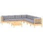 vidaXL 8-tlg. Garten-Lounge-Set mit Grauen Kissen Kiefer Massivholz vidaXL 8-tlg. Garten-Lounge-Set mit Grauen Kissen Kiefer Massivholz