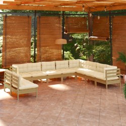 vidaXL 10-tlg. Garten-Lounge-Set mit Kissen Honigbraun Kiefernholz