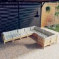 vidaXL 9-tlg. Garten-Lounge-Set mit Creme Kissen Kiefernholz vidaXL 9-tlg. Garten-Lounge-Set mit Creme Kissen Kiefernholz