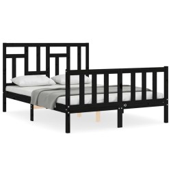 vidaXL Massivholzbett mit Kopfteil Schwarz 120x200 cm