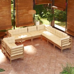 vidaXL 9-tlg. Garten-Lounge-Set mit Kissen Honigbraun Kiefernholz