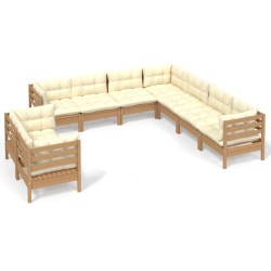 vidaXL 9-tlg. Garten-Lounge-Set mit Kissen Honigbraun Kiefernholz