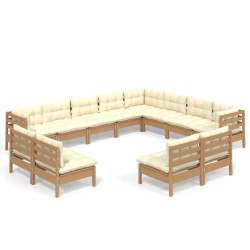vidaXL 12-tlg. Garten-Lounge-Set mit Kissen Honigbraun Kiefernholz