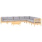 vidaXL 9-tlg. Garten-Lounge-Set mit Grauen Kissen Kiefer Massivholz vidaXL 9-tlg. Garten-Lounge-Set mit Grauen Kissen Kiefer Massivholz