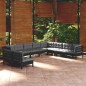 vidaXL 10-tlg. Garten-Lounge-Set mit Kissen Schwarz Massivholz Kiefer vidaXL 10-tlg. Garten-Lounge-Set mit Kissen Schwarz Massivholz Kiefer