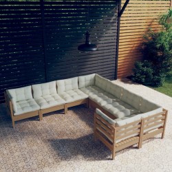 vidaXL 8-tlg. Garten-Lounge-Set mit Kissen Honigbraun Kiefernholz