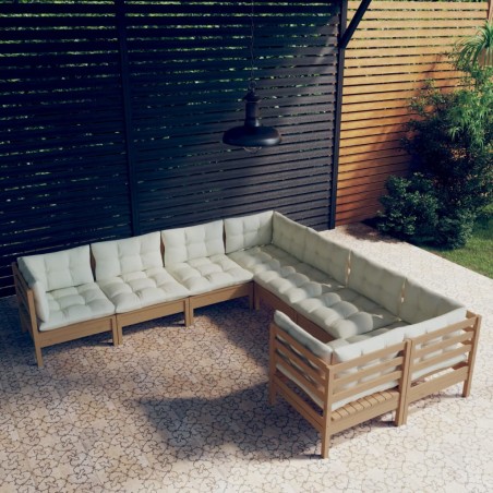 vidaXL 8-tlg. Garten-Lounge-Set mit Kissen Honigbraun Kiefernholz