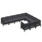 vidaXL 10-tlg. Garten-Lounge-Set mit Kissen Schwarz Kiefernholz vidaXL 10-tlg. Garten-Lounge-Set mit Kissen Schwarz Kiefernholz