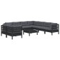 vidaXL 10-tlg. Garten-Lounge-Set mit Kissen Schwarz Massivholz Kiefer vidaXL 10-tlg. Garten-Lounge-Set mit Kissen Schwarz Massivholz Kiefer