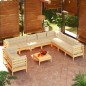 vidaXL 11-tlg. Garten-Lounge-Set mit Creme Kissen Massivholz Kiefer vidaXL 11-tlg. Garten-Lounge-Set mit Creme Kissen Massivholz Kiefer