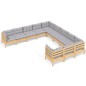 vidaXL 11-tlg. Garten-Lounge-Set mit Grauen Kissen Kiefernholz vidaXL 11-tlg. Garten-Lounge-Set mit Grauen Kissen Kiefernholz