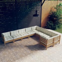 vidaXL 9-tlg. Garten-Lounge-Set mit Kissen Honigbraun Kiefernholz