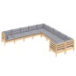 vidaXL 10-tlg. Garten-Lounge-Set mit Grauen Kissen Kiefernholz vidaXL 10-tlg. Garten-Lounge-Set mit Grauen Kissen Kiefernholz