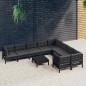 vidaXL 10-tlg. Garten-Lounge-Set mit Kissen Schwarz Kiefernholz vidaXL 10-tlg. Garten-Lounge-Set mit Kissen Schwarz Kiefernholz
