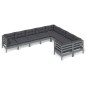 vidaXL 9-tlg. Garten-Lounge-Set mit Kissen Grau Kiefernholz vidaXL 9-tlg. Garten-Lounge-Set mit Kissen Grau Kiefernholz