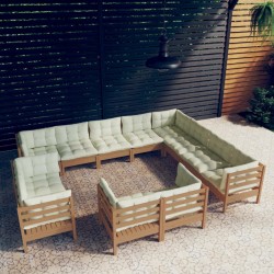 vidaXL 12-tlg. Garten-Lounge-Set mit Kissen Honigbraun Kiefernholz