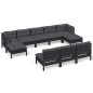 vidaXL 10-tlg. Garten-Lounge-Set mit Kissen Schwarz Kiefernholz vidaXL 10-tlg. Garten-Lounge-Set mit Kissen Schwarz Kiefernholz