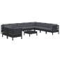 vidaXL 11-tlg. Garten-Lounge-Set mit Kissen Schwarz Massivholz Kiefer vidaXL 11-tlg. Garten-Lounge-Set mit Kissen Schwarz Massivholz Kiefer