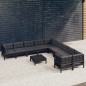 vidaXL 11-tlg. Garten-Lounge-Set mit Kissen Schwarz Kiefernholz vidaXL 11-tlg. Garten-Lounge-Set mit Kissen Schwarz Kiefernholz