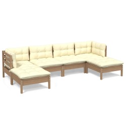 vidaXL 6-tlg. Garten-Lounge-Set mit Kissen Honigbraun Kiefernholz