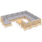 vidaXL 12-tlg. Garten-Lounge-Set mit Grauen Kissen Kiefernholz vidaXL 12-tlg. Garten-Lounge-Set mit Grauen Kissen Kiefernholz