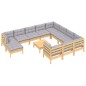 vidaXL 12-tlg. Garten-Lounge-Set mit Grauen Kissen Kiefernholz vidaXL 12-tlg. Garten-Lounge-Set mit Grauen Kissen Kiefernholz