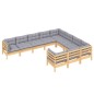 vidaXL 10-tlg. Garten-Lounge-Set mit Grauen Kissen Kiefernholz vidaXL 10-tlg. Garten-Lounge-Set mit Grauen Kissen Kiefernholz