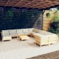 vidaXL 12-tlg. Garten-Lounge-Set mit Creme Kissen Kiefernholz vidaXL 12-tlg. Garten-Lounge-Set mit Creme Kissen Kiefernholz