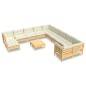vidaXL 12-tlg. Garten-Lounge-Set mit Creme Kissen Kiefernholz vidaXL 12-tlg. Garten-Lounge-Set mit Creme Kissen Kiefernholz