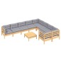 vidaXL 10-tlg. Garten-Lounge-Set mit Grauen Kissen Kiefernholz vidaXL 10-tlg. Garten-Lounge-Set mit Grauen Kissen Kiefernholz