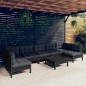 vidaXL 8-tlg. Garten-Lounge-Set mit Kissen Schwarz Massivholz Kiefer vidaXL 8-tlg. Garten-Lounge-Set mit Kissen Schwarz Massivholz Kiefer