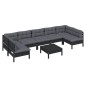 vidaXL 8-tlg. Garten-Lounge-Set mit Kissen Schwarz Massivholz Kiefer vidaXL 8-tlg. Garten-Lounge-Set mit Kissen Schwarz Massivholz Kiefer