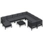 vidaXL 11-tlg. Garten-Lounge-Set mit Kissen Schwarz Kiefernholz vidaXL 11-tlg. Garten-Lounge-Set mit Kissen Schwarz Kiefernholz