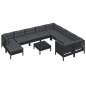 vidaXL 11-tlg. Garten-Lounge-Set mit Kissen Schwarz Kiefernholz vidaXL 11-tlg. Garten-Lounge-Set mit Kissen Schwarz Kiefernholz