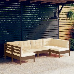 vidaXL 6-tlg. Garten-Lounge-Set mit Kissen Honigbraun Kiefernholz