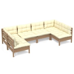 vidaXL 6-tlg. Garten-Lounge-Set mit Kissen Honigbraun Kiefernholz