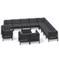 vidaXL 14-tlg. Garten-Lounge-Set mit Kissen Schwarz Massivholz Kiefer