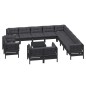 vidaXL 14-tlg. Garten-Lounge-Set mit Kissen Schwarz Massivholz Kiefer