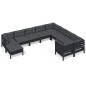 vidaXL 10-tlg. Garten-Lounge-Set mit Kissen Schwarz Kiefernholz vidaXL 10-tlg. Garten-Lounge-Set mit Kissen Schwarz Kiefernholz
